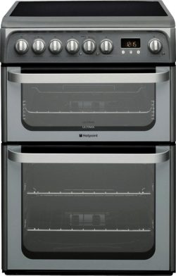 Hotpoint HUE61G Double Electric Cooker - Graphite.
